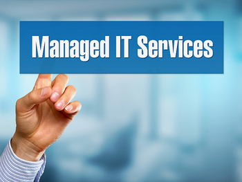 Hand pointing to the text "Managed IT Services"
